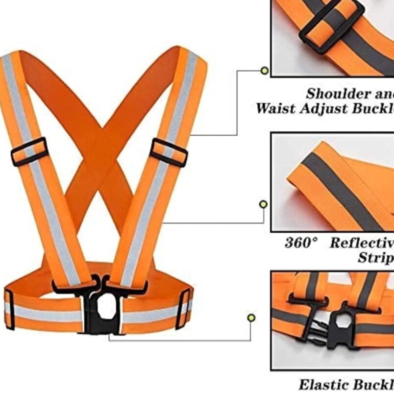 High-Visibility Reflective Safety Belt, Safety Waist Belt, and Safety Jacket Orange
