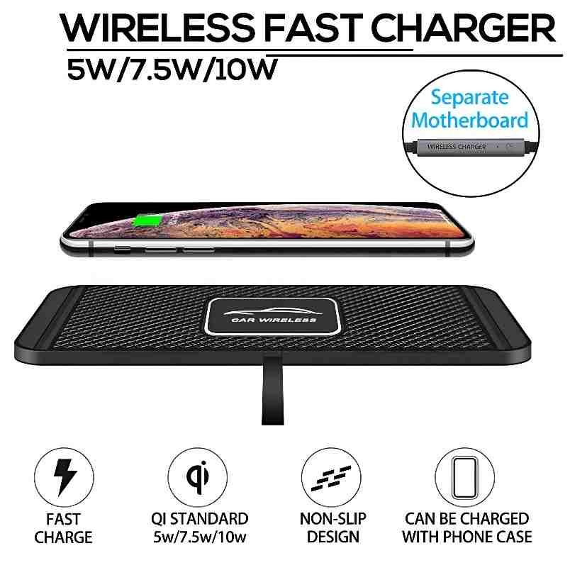 10W Fast Phone Wireless Car Charger for Iphone and Other Android Charging On-the-Go with Anti-Skid Soft Silicon online in Dubai and UAE at Mumzar.com better value compared to Noon, Amazon.ae, Carrefour, and Dubizzle when you shop for adults and kids at Mumzar.com free delivery in Dubai, Abu Dhabi, Sharjah, Ajman, Umm Al Quwain, Fujairah, and Ras Al Khaimah.