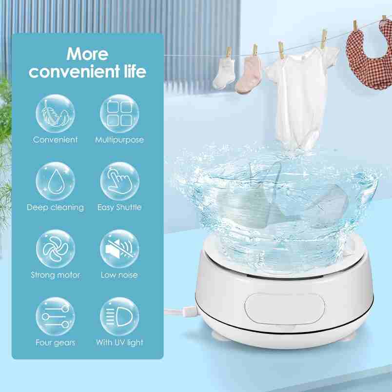 Compact Portable Mini Washing Machine for Convenient Laundry online in Dubai and UAE at Mumzar.com better value compared to Noon, Amazon.ae, Carrefour, and Dubizzle when you shop for adults and kids at Mumzar.com free delivery in Dubai, Abu Dhabi, Sharjah, Ajman, Umm Al Quwain, Fujairah, and Ras Al Khaimah.