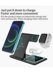 Versatile Foldable 3-in-1 15W Fast Wireless Charger for iPhone and Android Devices online in Dubai and UAE at Mumzar.com better value compared to Noon, Amazon.ae, Carrefour, and Dubizzle when you shop for adults and kids at Mumzar.com free delivery in Dubai, Abu Dhabi, Sharjah, Ajman, Umm Al Quwain, Fujairah, and Ras Al Khaimah.