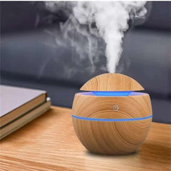 Wood Grain Ultrasonic Air Humidifier & Aroma Diffuser – Cool Mist for Relaxing Spaces