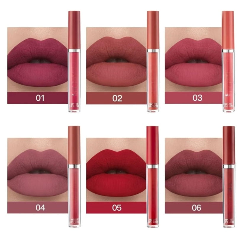 6-Piece Waterproof Matte Long-Lasting Nude Liquid Lipstick Set Assorted
