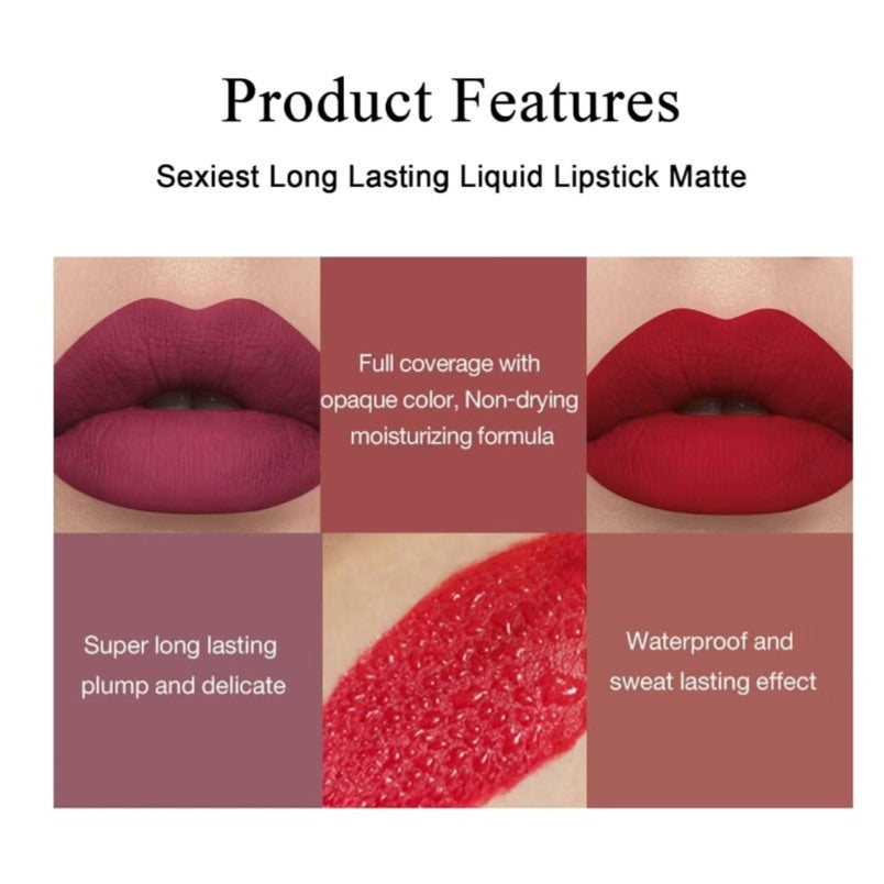 6-Piece Waterproof Matte Long-Lasting Nude Liquid Lipstick Set Assorted
