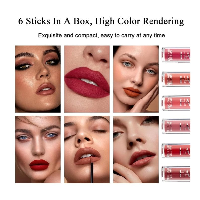 6-Piece Waterproof Matte Long-Lasting Nude Liquid Lipstick Set Assorted
