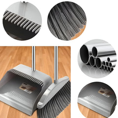 Long-Handled Broom and Dustpan Set Grey
