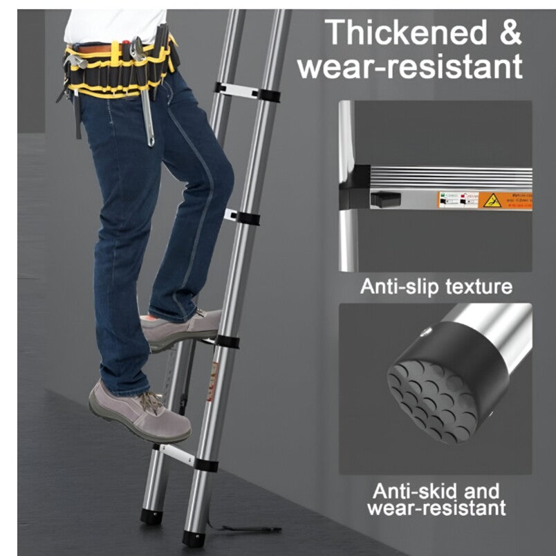 Multipurpose Telescopic Ladder, Silver, 1.6 + 1.6 meters
