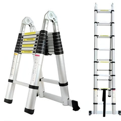 Multipurpose Telescopic Ladder, Silver, 1.6 + 1.6 meters
