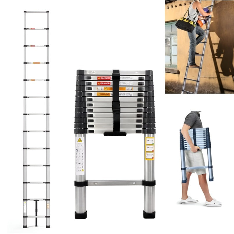 Multipurpose Telescopic Ladder, Silver, 1.6 + 1.6 meters
