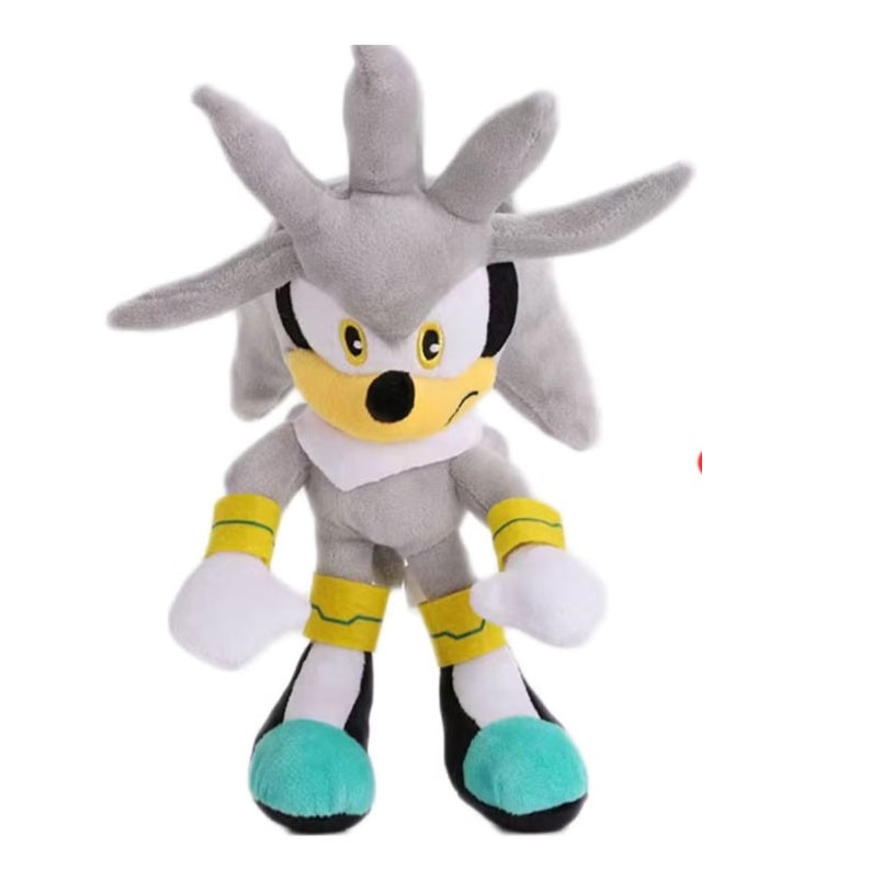 Plush Toy with Gray Spiky Hair and Turquoise Shoes – Silver Hedgehog Buddy for Kids