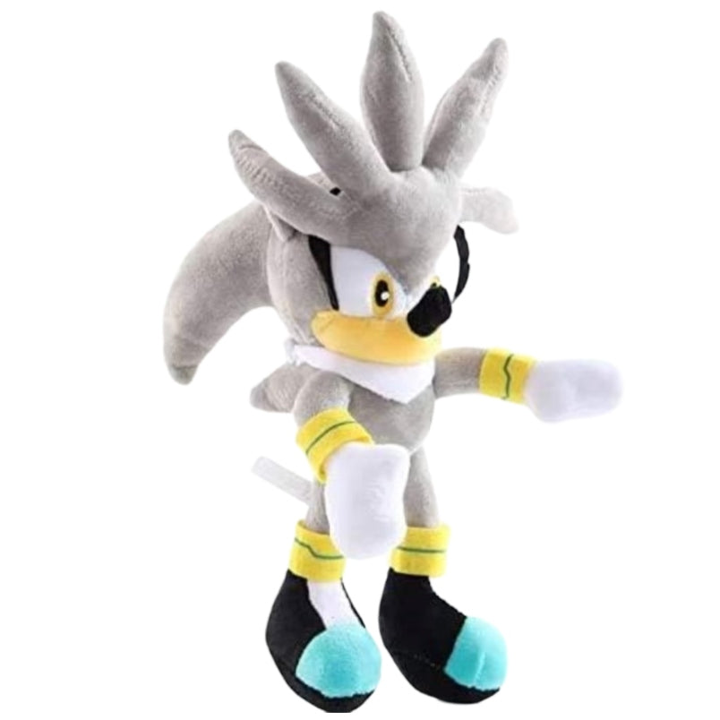 Plush Toy with Gray Spiky Hair and Turquoise Shoes – Silver Hedgehog Buddy for Kids