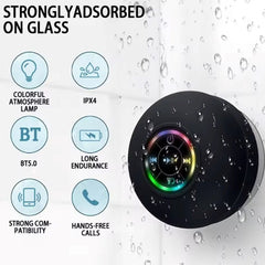 Portable Bluetooth Speaker – Waterproof Mini Stereo with LED & Suction Cup