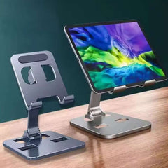 Universal Aluminum Tablet & Phone Stand – Adjustable & Foldable