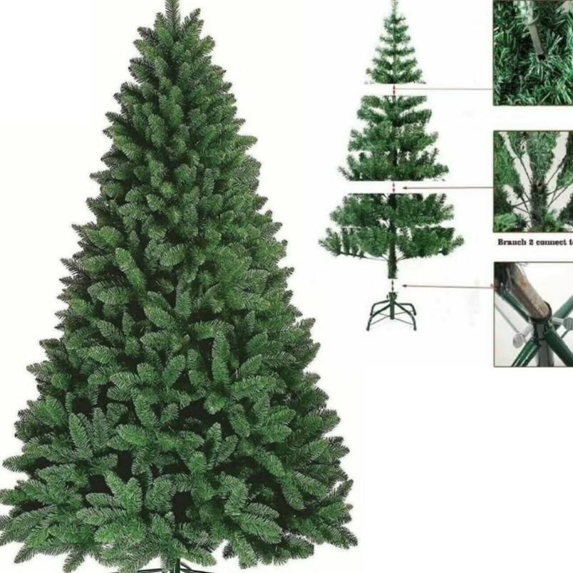 Premium 220cm Artificial Christmas Tree – Lush Green Pine with 1050 Branches and Sturdy Metal Base