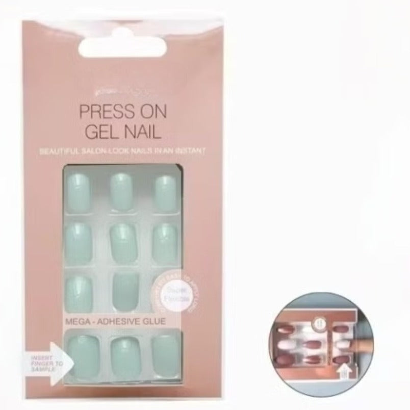 24-Piece Press-On Full Cover Nails – Sky Blue, Glue-Free