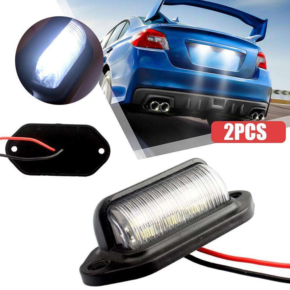 2PCS 6 LED Car License Number Plate Light For SUV Truck Trailer Van Tag Step Lamp White Bulbs Car Products License Plate Lights