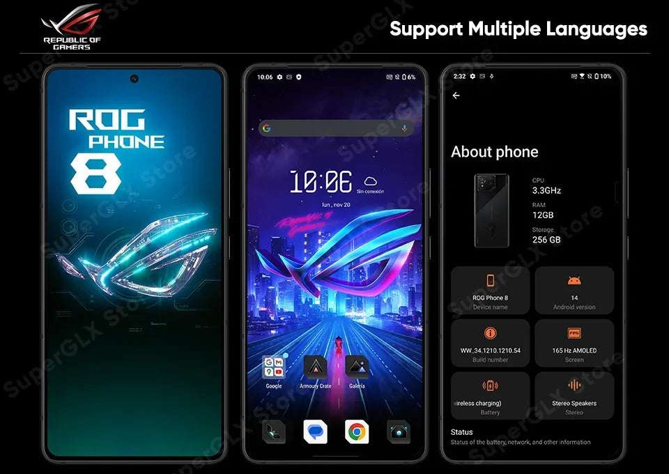 ASUS ROG 8 & 8 pro android 5G Gaming Phone Global Rom Snapdragon 8 Gen 3 6.78'' 165Hz AMOLED Screen 5500mAh 65W Fast Charge