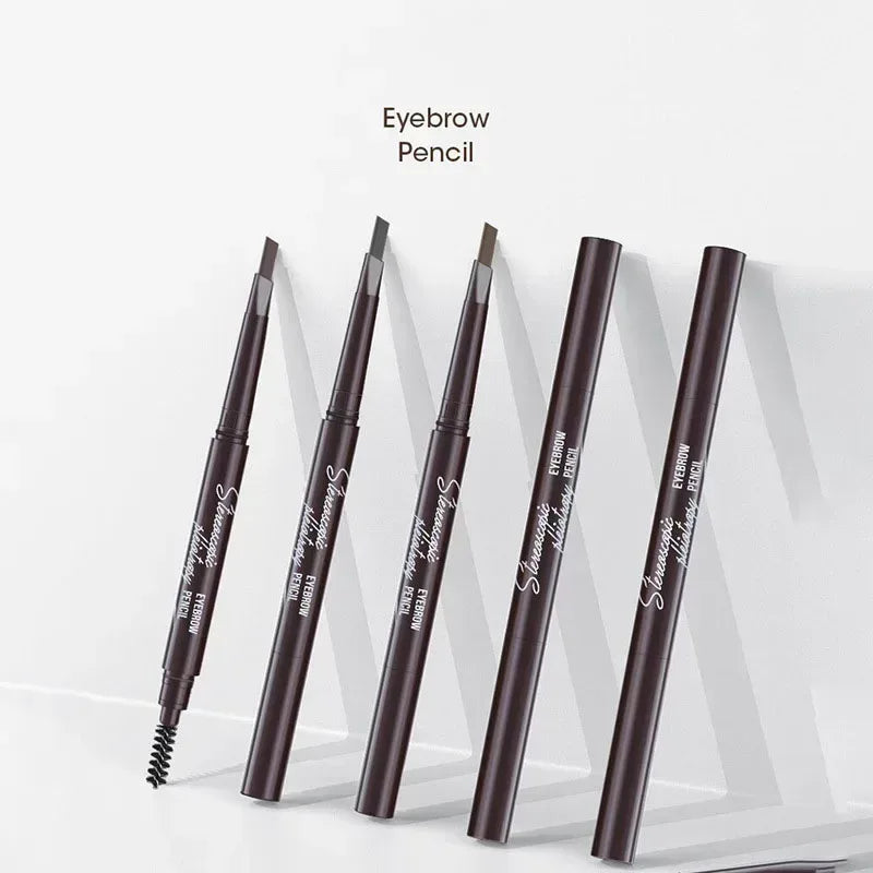 Set of double-ended eyebrow pencils with angled tip and spoolie brush