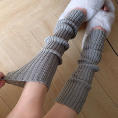 42/52/72cm Leg Warmers Lolita Socks Y2K Knitted Warm Foot Cover White Black Warmer Lady Autumn Winter Crochet Sock Boot Cuffs