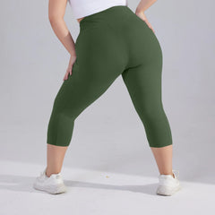Plus size yoga pants for women Leggings fitness tummy tuck butt lift slim yoga pants with pocket summer sports cropped trousers