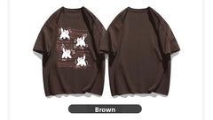 Cute Cartoon  ort Sve T-irt Women's Summer Casual Loose Fit plus Size American Sle Cotton Top Korean Version