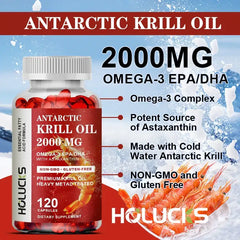 Antarctic Krill Oil - (Double Strength) Contains Phospholipids, Rich in Natural Extracts of EPA and DHA, Brain and Joint Health
