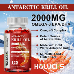 Antarctic Krill Oil - (Double Strength) Contains Phospholipids, Rich in Natural Extracts of EPA and DHA, Brain and Joint Health