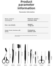8-piece eyebrow grooming kit with eyebrow shaper, eyebrow pencil, and tweezers for women and men, complete set