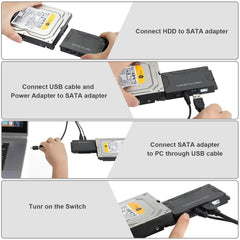 محول محرك الأقراص الصلبة SATA/IDE إلى USB 3.0 لمحول محرك الأقراص الصلبة العالمي 2.5/3.5 بوصة IDE SATA HDD SSD مع محول طاقة 12 فولت 2 أمبير
