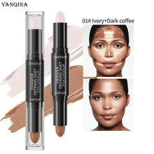 Face concealer stick in ivory-dark coffee, light nude applicator tip
