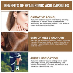 Hyaluronic Acid Supplement 250 Mg with Biotin and Vitamin C-3-in-1 - Skin Moisturization, Joint Lubrication, Hair and Eye Health