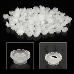 100pcs Disposable Individual Eyelash Glue Holder Grafting Eyelashes Blossom Cup Rings Eyelash Extension Adhesive Stand Holder