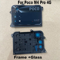 لكاميرا خلفية لهاتف Xiaomi Poco M4 Pro 4G عدسة زجاجية عدسة كاميرا زجاجية مع غطاء إطار قطع غيار الهواتف الذكية