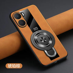 Case for Xiaomi Poco X7 pro magnetic ring holder luxury silicone sheepskin leather plexiglass Pu premium shockproof back cover