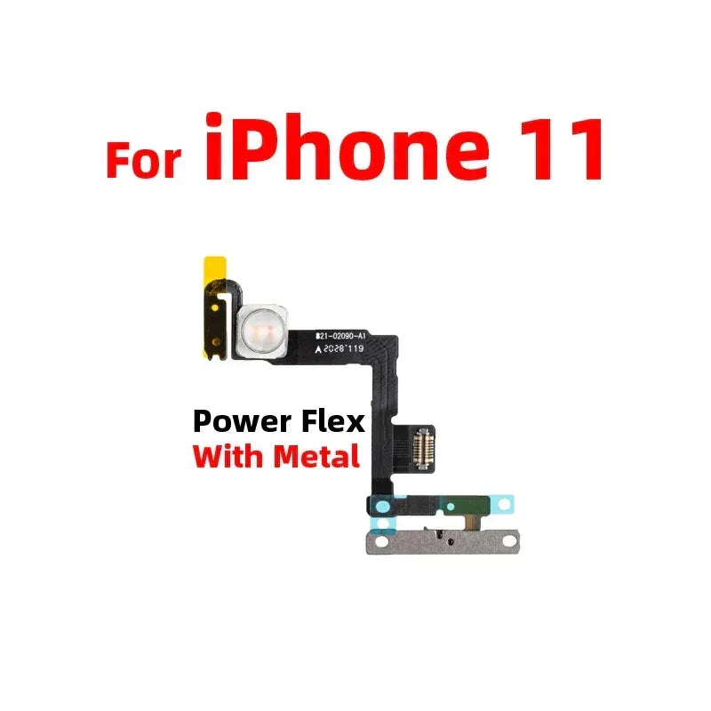 iPhone 11 power flex cable with metal frame and button contact