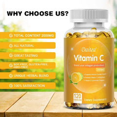 Vitamin C 2000 Mg, High Absorption Vitamin C, Maximized, for The Immune System and Antioxidants, Collagen Booster