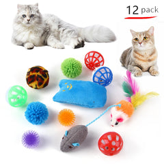 مجموعة ألعاب القطط المتنوعة من DualPet Kitten Toys، لعبة قطط مضحكة، عصا قطط من نبات السيزال، فأر، جرس، كرة، مستلزمات القطط، مجموعة من 20 قطعة