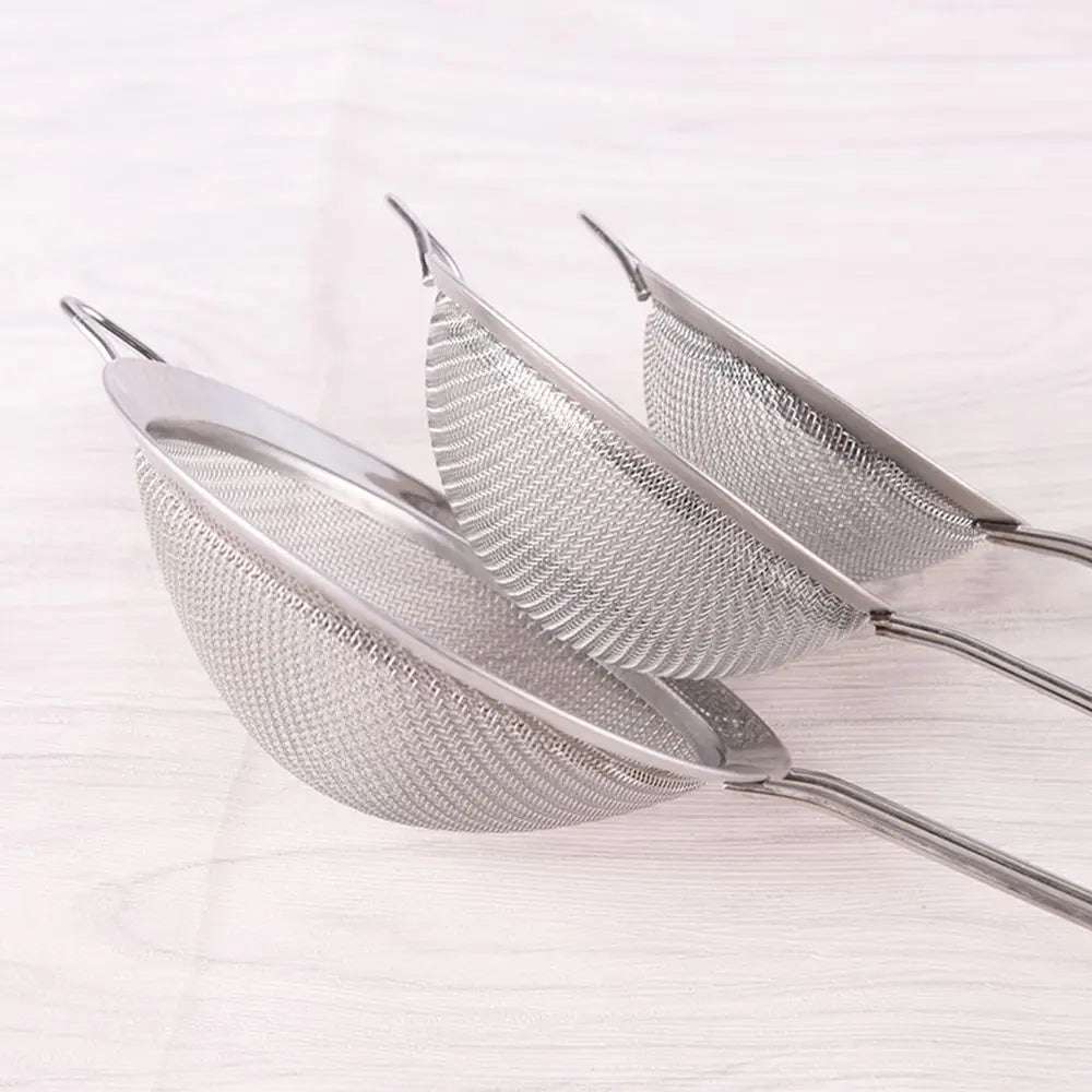 Flour Strainer Mesh With Handle Diameter7/8/10/12/14/16/18/20/22cm Stainless Steel Colander Tea Sifter Kitchen Sieve Filter Tool