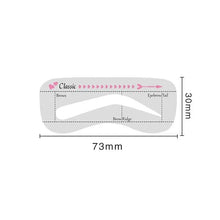 Eyebrow stencil strip labeled Classic with size marks 73mm and 30mm