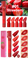 5-in-1 Fruit Velvet Matte Lipstick Set, Long-Lasting, Highly Pigmented, Moisturizing Lip Balm, Smooth Application for Soft lips