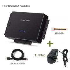 محول محرك الأقراص الصلبة SATA/IDE إلى USB 3.0 لمحول محرك الأقراص الصلبة العالمي 2.5/3.5 بوصة IDE SATA HDD SSD مع محول طاقة 12 فولت 2 أمبير