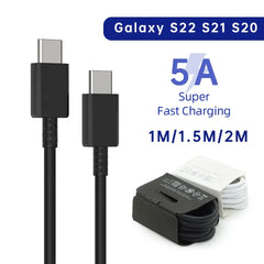 كابل بيانات USB C فائق السرعة PD 45 واط من قطعتين لهاتف Samsung Galaxy S20 S21 S22 S23 Ultra Note 10 5G 20 A53 A54