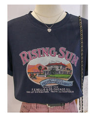 Anti-Aging Cartoon Print ort Sve Women's T-irt Loose Fit Summer Casual round Ne oulder Appropriate Outerwear