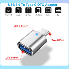 USB 3.0 To Type C Adapter  LED OTG To USB C USB-A To Micro USB Type-C Female Connector For HUAWEI Samsung Xiaomi  POCO Adapters
