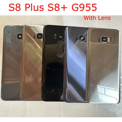 مع عدسة جديدة لهاتف Samsung Galaxy S8+ S8 Plus G955 G955F غطاء خلفي للبطارية وباب خلفي ولوحة زجاجية ثلاثية الأبعاد وغطاء لاصق بديل
