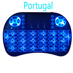 Backlight English Russian French Spanish Portugal Fly Air Mouse 2.4G Touchpad for Android TV Box PC I8 Mini Wireless Keyboard