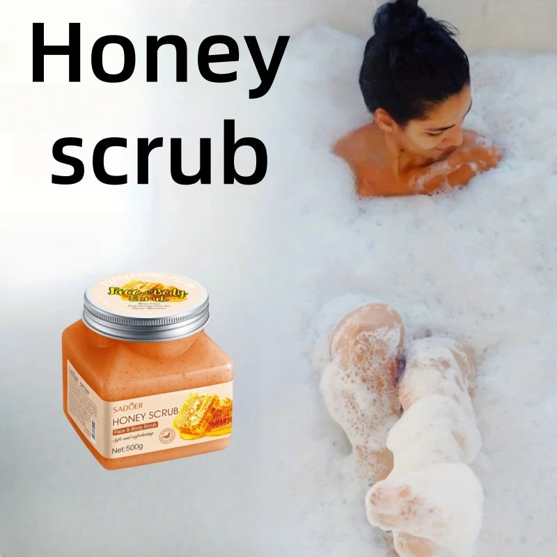 Honey Exfoliating Purifying Scrub 500g, Rich in Honey Extract, Charming Aroma, Long-Lasting Fragrance, Ice Cream Texture, Refreshing Skin Tactile, Rub Texture Delicate Scrub Particles Can Effectively Deeply Clean the Skin, Th