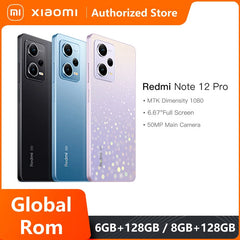 هاتف Xiaomi Redmi Note 12 Pro 5G الذكي العالمي بذاكرة قراءة فقط ROM ومعالج MTK Dimensity 1080 وشاشة OLED مقاس 6.6 بوصة وكاميرا 50 ميجابكسل وبطارية 5000 مللي أمبير في الساعة وشحن سريع 67 واط