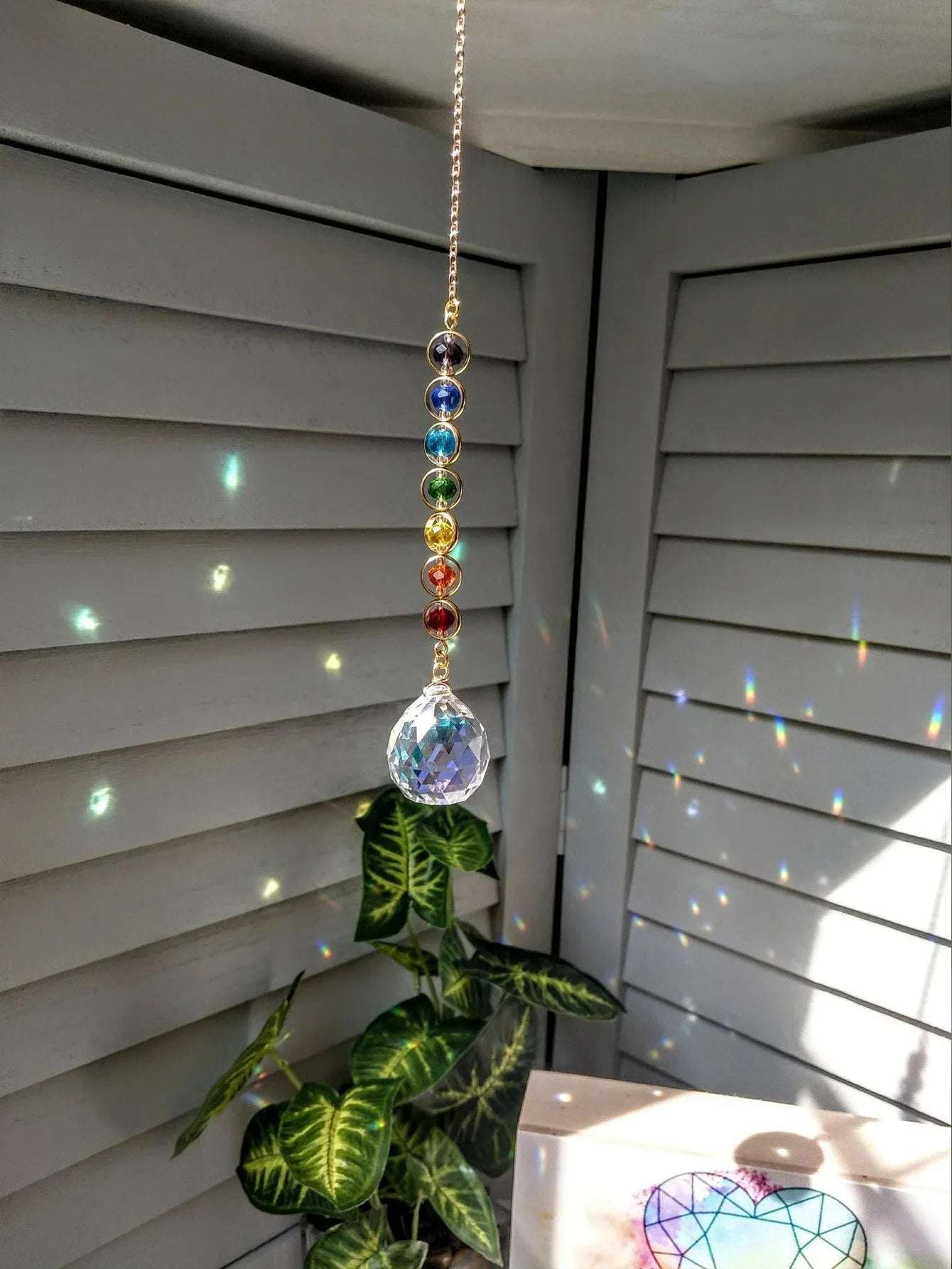1pc Crystal Suncatcher Mobile Meditation Home Decor Rainbow Maker Prism Suncatcher (Rainbow and Fantasy)