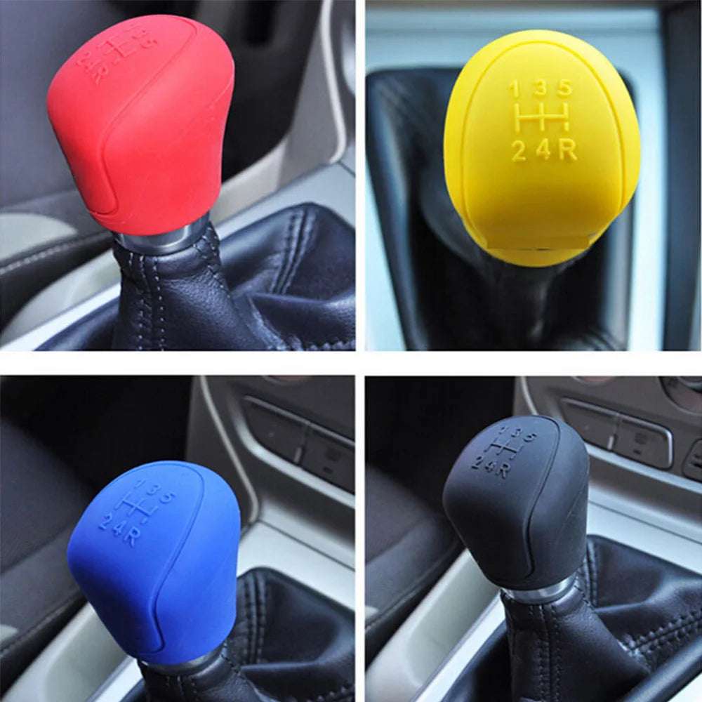Gear Head Shift knob Cover Car Hand Brake Covers Handbrake Grips Gear Shift Collars Durable Silicone Interior Accessories