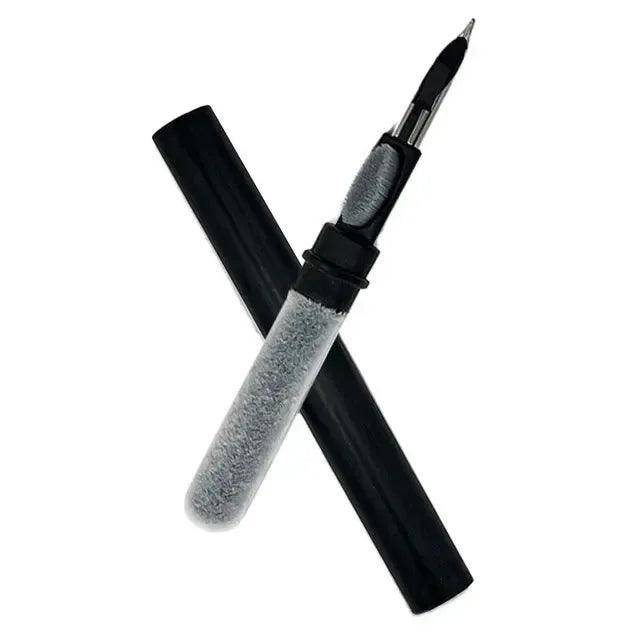 Cleaning pen cotton swab with black handle and gray foam cleaning tip